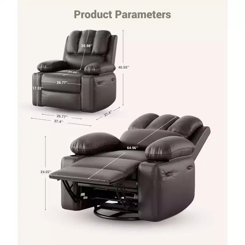 COZONY Manual Recliner Chair for Adults, PU Leather Single Sofa with Extra-Wide Seat & Ergonomic Support for Living Room, Bedroom, Nursery