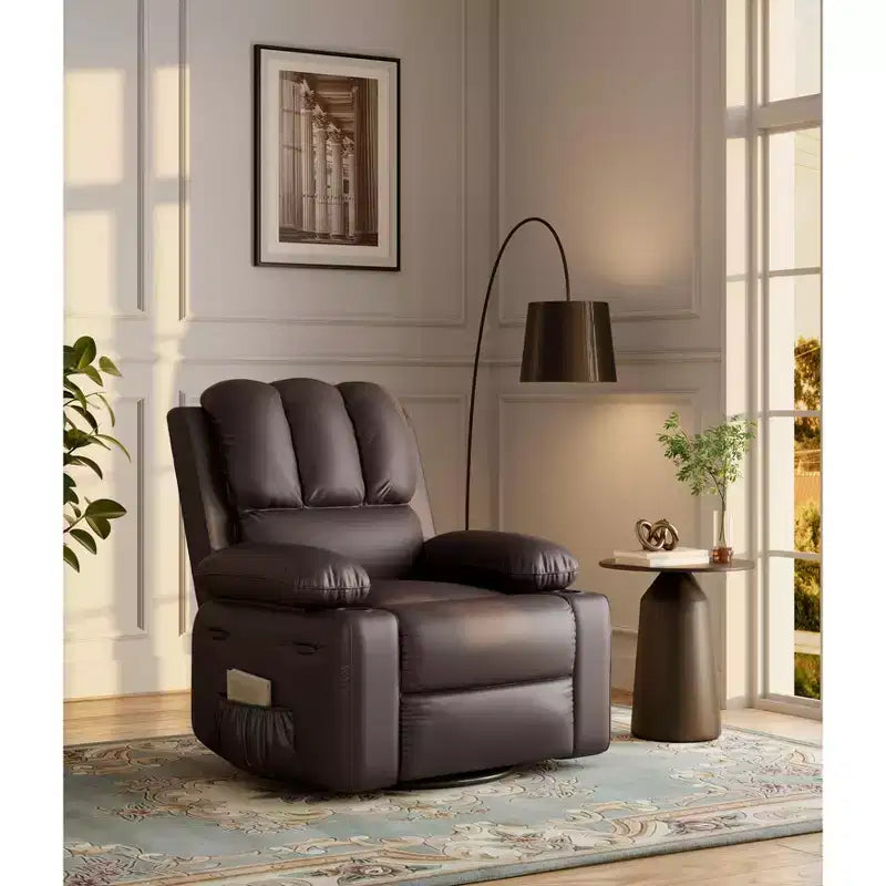 COZONY Manual Recliner Chair for Adults, PU Leather Single Sofa with Extra-Wide Seat & Ergonomic Support for Living Room, Bedroom, Nursery