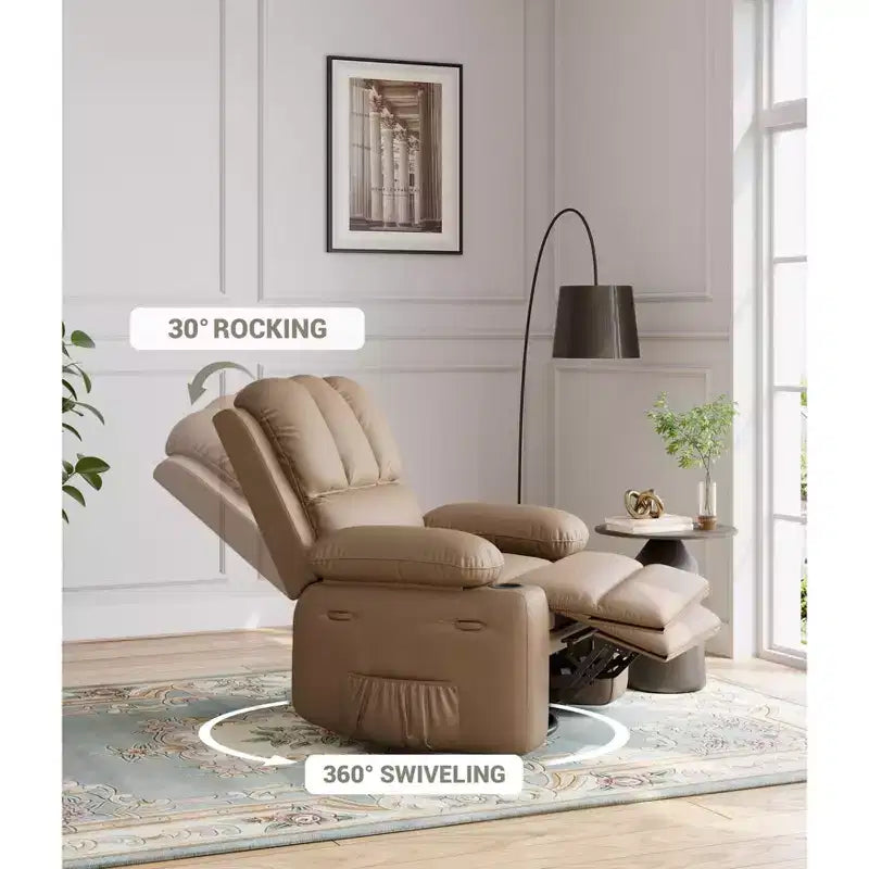COZONY Manual Recliner Chair for Adults, PU Leather Single Sofa with Extra-Wide Seat & Ergonomic Support for Living Room, Bedroom, Nursery