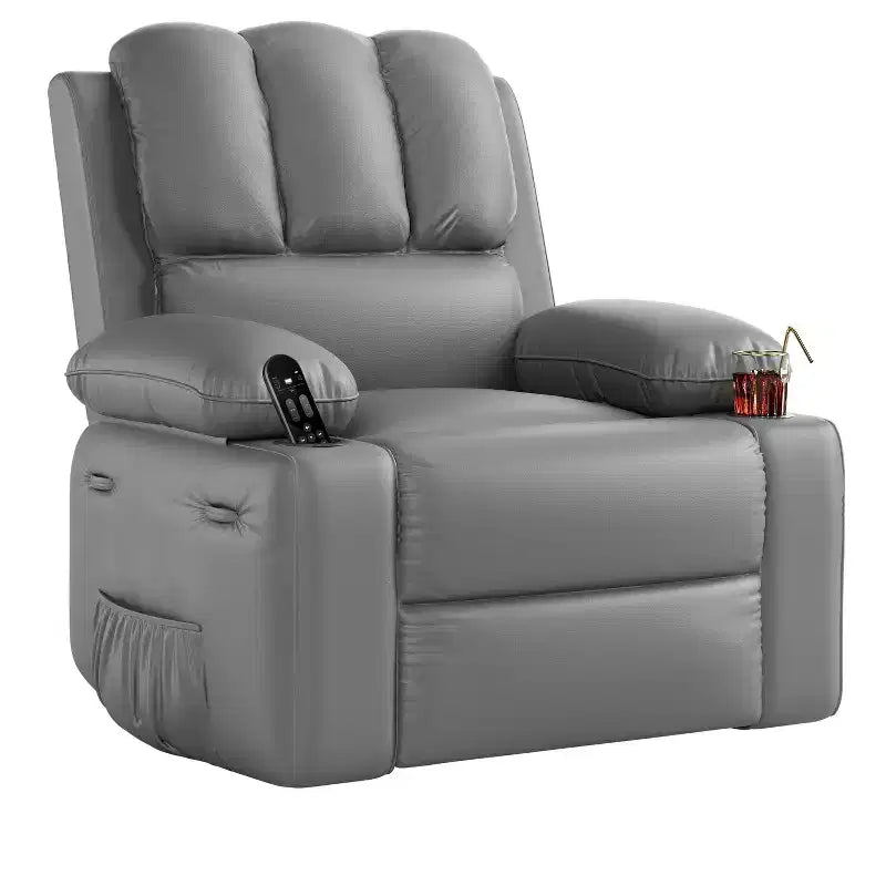 COZONY Manual Recliner Chair for Adults, PU Leather Single Sofa with Extra-Wide Seat & Ergonomic Support for Living Room, Bedroom, Nursery