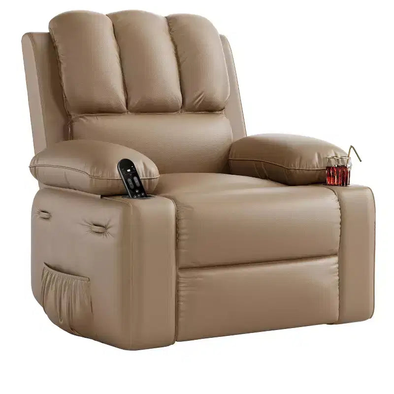 COZONY Manual Recliner Chair for Adults, PU Leather Single Sofa with Extra-Wide Seat & Ergonomic Support for Living Room, Bedroom, Nursery