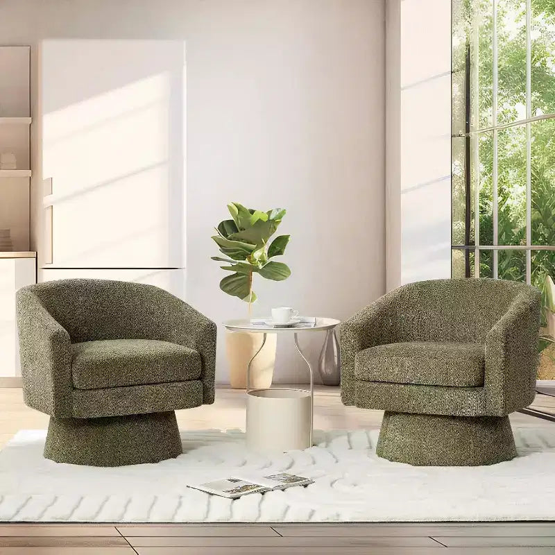 360Modern Swivel Accent Sofa Chair,Cozy Round Chenille Fabricm,Round Armchair Single Sofa with Arms, for Living Room