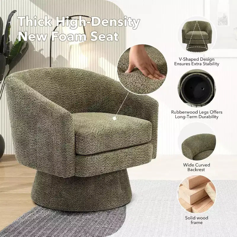360Modern Swivel Accent Sofa Chair,Cozy Round Chenille Fabricm,Round Armchair Single Sofa with Arms, for Living Room