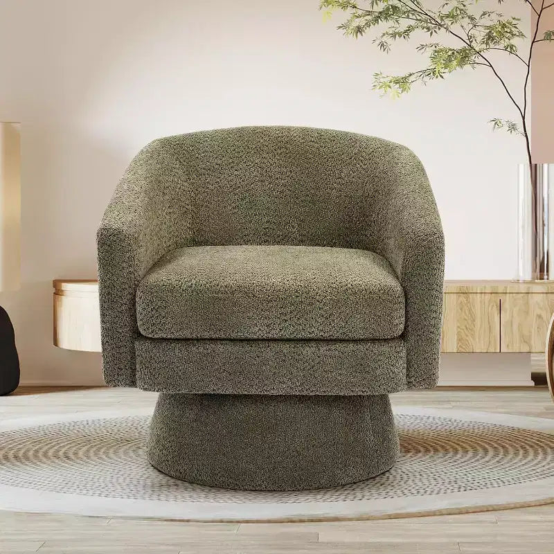 360Modern Swivel Accent Sofa Chair,Cozy Round Chenille Fabricm,Round Armchair Single Sofa with Arms, for Living Room