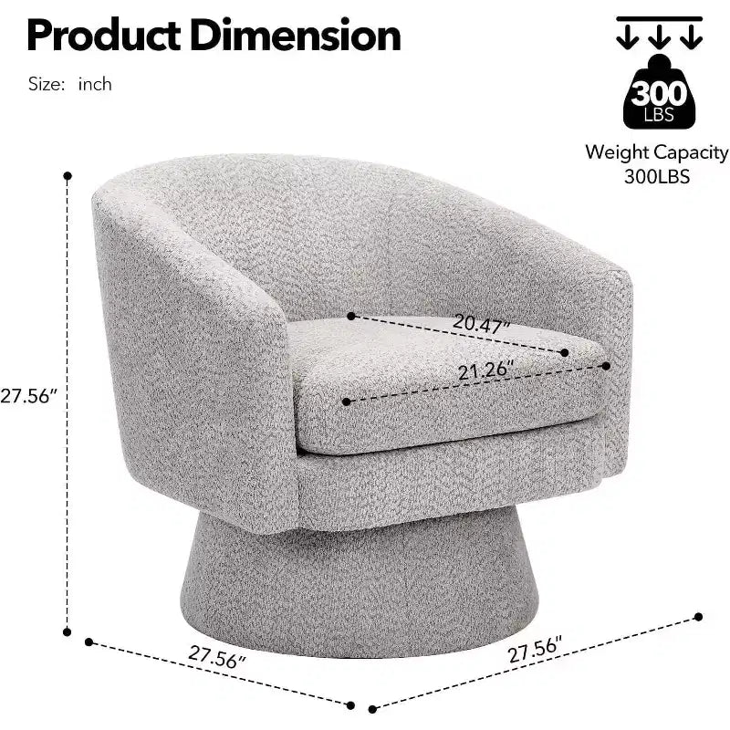 360Modern Swivel Accent Sofa Chair,Cozy Round Chenille Fabricm,Round Armchair Single Sofa with Arms, for Living Room