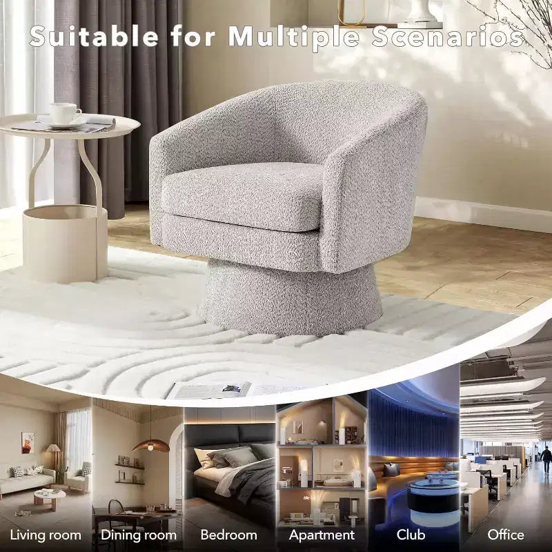 360Modern Swivel Accent Sofa Chair,Cozy Round Chenille Fabricm,Round Armchair Single Sofa with Arms, for Living Room