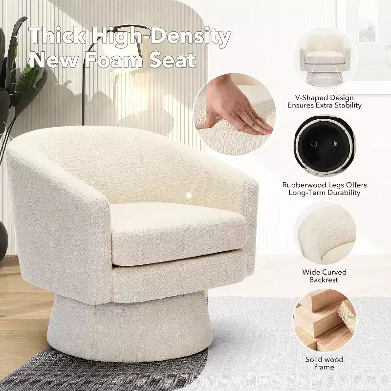 360Modern Swivel Accent Sofa Chair,Cozy Round Chenille Fabricm,Round Armchair Single Sofa with Arms, for Living Room