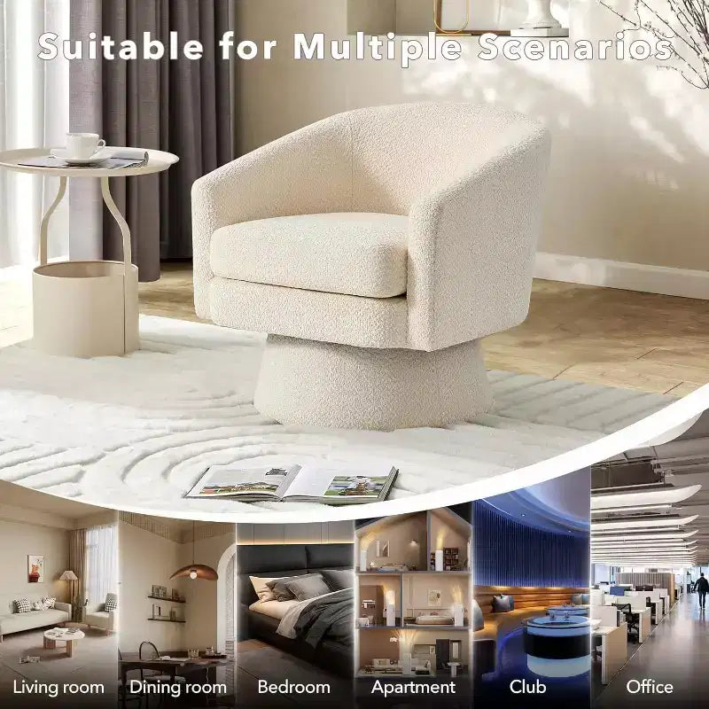 360Modern Swivel Accent Sofa Chair,Cozy Round Chenille Fabricm,Round Armchair Single Sofa with Arms, for Living Room