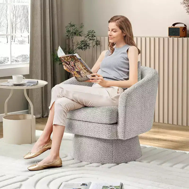 360Modern Swivel Accent Sofa Chair,Cozy Round Chenille Fabricm,Round Armchair Single Sofa with Arms, for Living Room