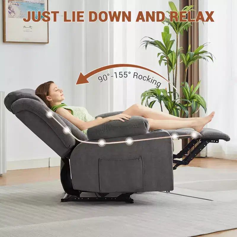 Oversized Recliner Chair,Manual Recliner Chair with Massage Vibration and Heat , Lumbar Heating,Comfy Overstuffed Deep Seat Sofa for Living Room