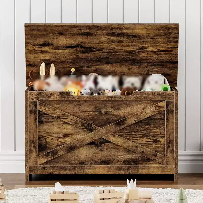 30 Inches Storage Chest, Storage Box with Safety Hinges, Entryway Shoe Bench with Flip-Top, Toy Trunk for Living Room, Bedroom