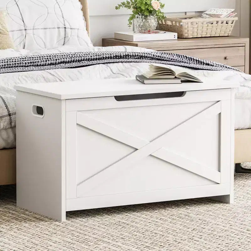 30 Inches Storage Chest, Storage Box with Safety Hinges, Entryway Shoe Bench with Flip-Top, Toy Trunk for Living Room, Bedroom