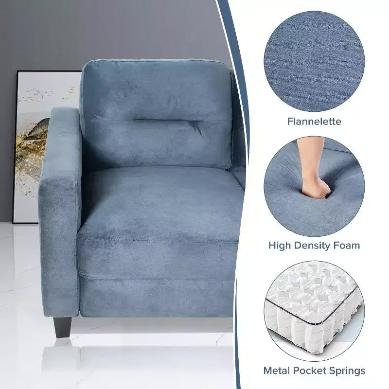 PexFix Velvet Upholstered Single Sofa Chair Sectional Couches Mordern Accent Armchair with Wooden Legs for Living Room Bedroom Office Gray