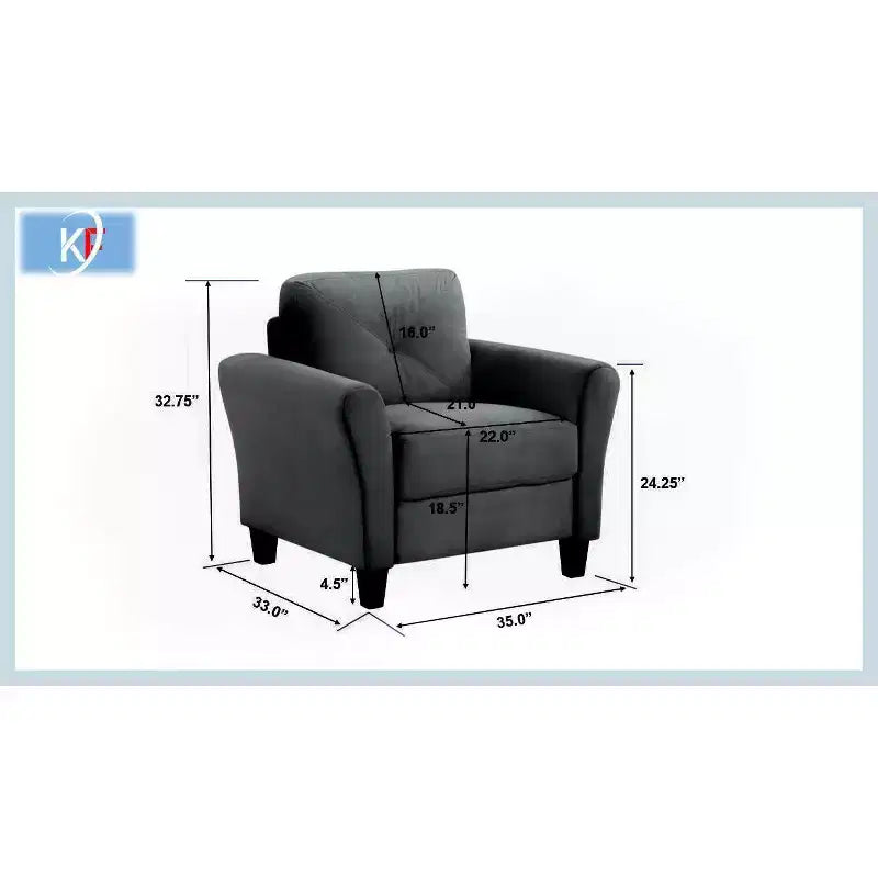 PexFix 35 L x 32.75 H Velvet Upholstered Single Sofa Chair with Button Tufted Backrest Modern Armchair for Living Room Bedroom Office Black