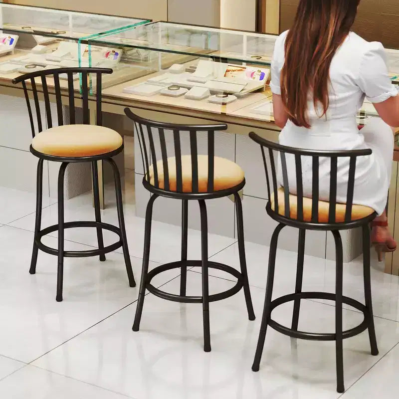 FurnitureR Bar Stools Swivel Set of 3, Adjustable Counter Height Low Back for Kitchen Island Bar Height with Interchangeable Legs, 24/29 Inch, Brown