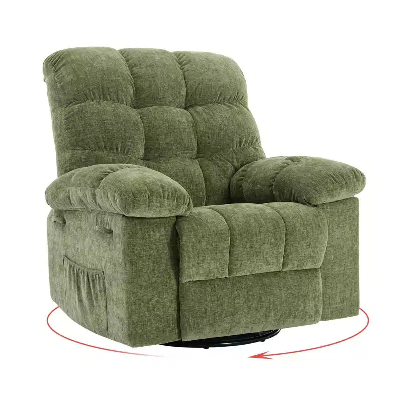 Rocking Recliner Chair, 360 Swivel Rocker, Lazy Boy Recliner Single Sofa, Extra Wide Manual Recliners, Chenille Upholstery Overstuffed Soft