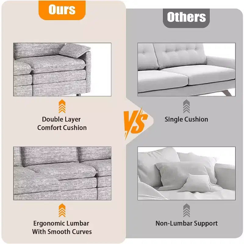 108 Modular Sectional Cloud Couch, Modern Chenille L Shaped Modular Sofa, Sectional Sofa for Apartment