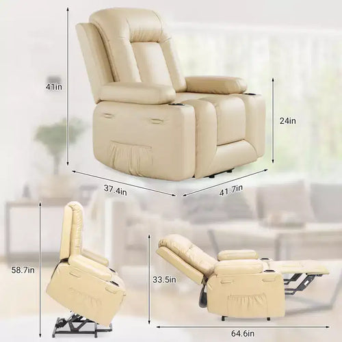 41.7 PU Leather Power Lift Recliner Chair, Adjustable Recliner, Ergonomic Single Sofa, for Living Room