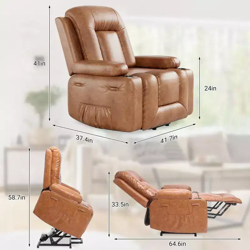 41.7 PU Leather Power Lift Recliner Chair, Adjustable Recliner, Ergonomic Single Sofa, for Living Room