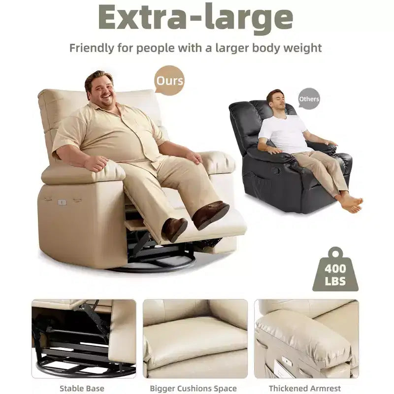 37.4 PU Leather Power Lift Recliner Chair, Adjustable Recliner, 1.5X Sponge Filling, Seat Width, Cup Holders, Ergonomic Single Sofa