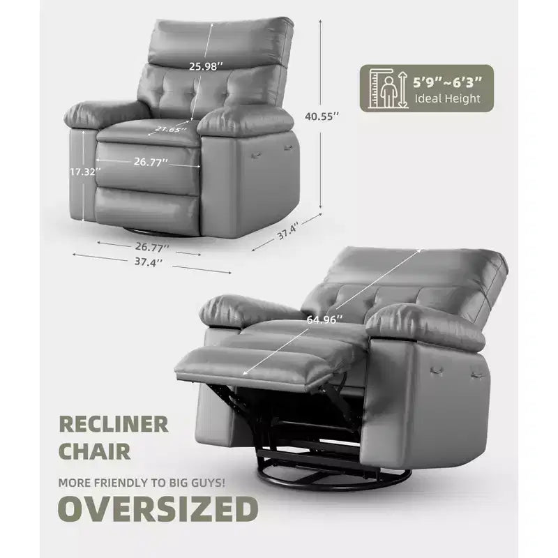37.4 PU Leather Power Lift Recliner Chair, Adjustable Recliner, 1.5X Sponge Filling, Seat Width, Cup Holders, Ergonomic Single Sofa