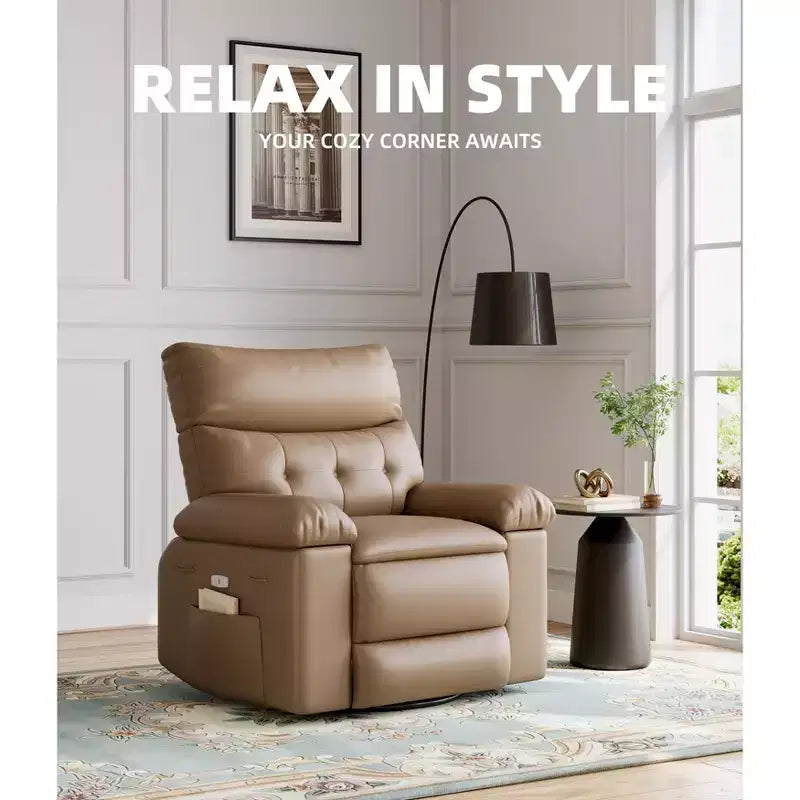 37.4 PU Leather Power Lift Recliner Chair, Adjustable Recliner, 1.5X Sponge Filling, Seat Width, Cup Holders, Ergonomic Single Sofa
