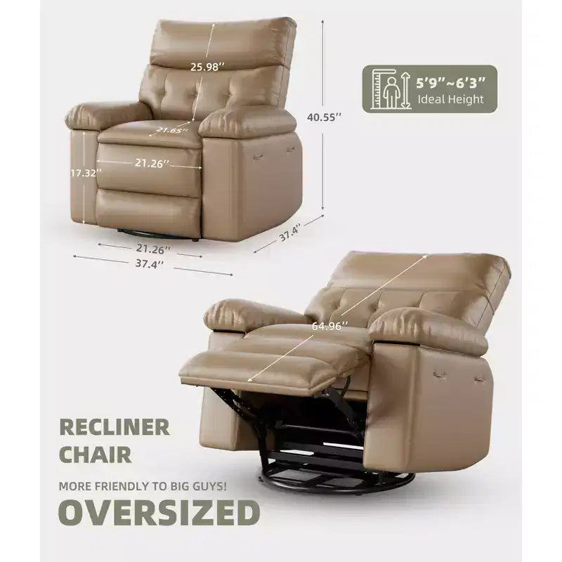 Extra-large massage and heated rocking chair, 360 rotating recliner, with remote control, cup holder and side pockets, ergonomically designed.