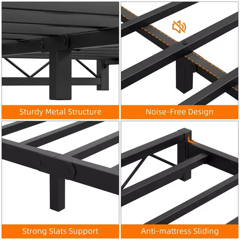 Full Size Metal Bed Frame, Steel Slat Support, Metal Platform Bed Frame, No Box Spring Needed, Easy Assembly, Noise Free