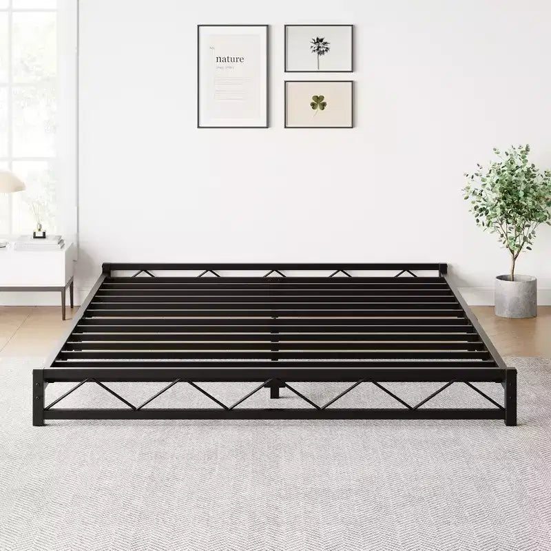 Full Size Metal Bed Frame, Steel Slat Support, Metal Platform Bed Frame, No Box Spring Needed, Easy Assembly, Noise Free