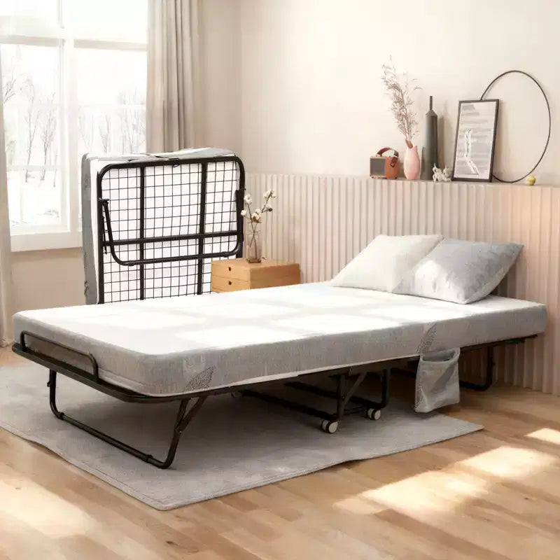 COZONY Folding Bed with Mattress, Sturdy Metal Frame 450 Lbs Support for Guest Room Office