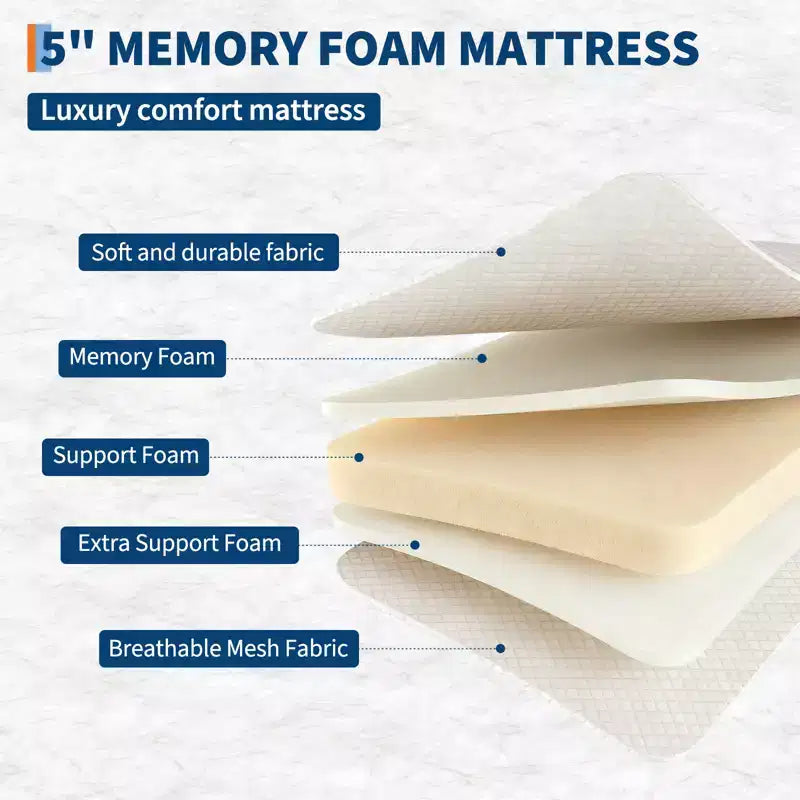 COZONY Folding Bed with Mattress, Sturdy Metal Frame 450 Lbs Support for Guest Room Office