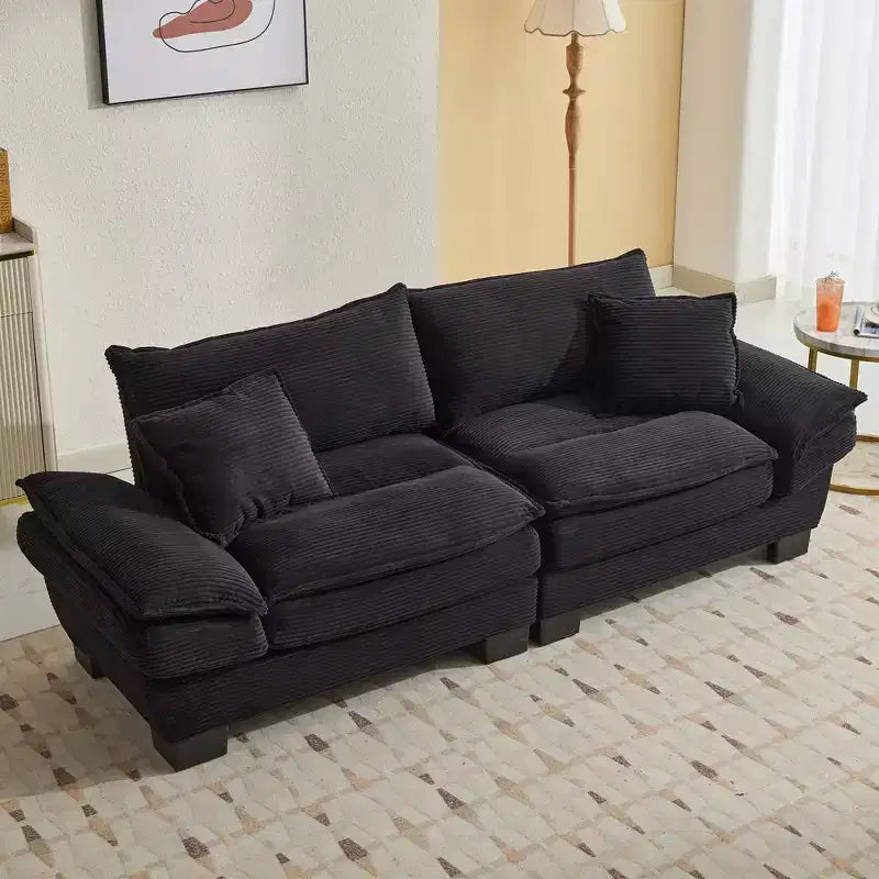 EHMKNP Comfy Corduroy Sofa Sleeper Couch  Loveseat with Pillows, Deep Seat Upholstered Sofa for Living Room, Bedroom, Apartment, or Office