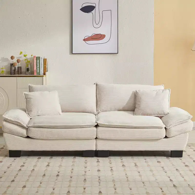 EHMKNP Comfy Corduroy Sofa Sleeper Couch  Loveseat with Pillows, Deep Seat Upholstered Sofa for Living Room, Bedroom, Apartment, or Office