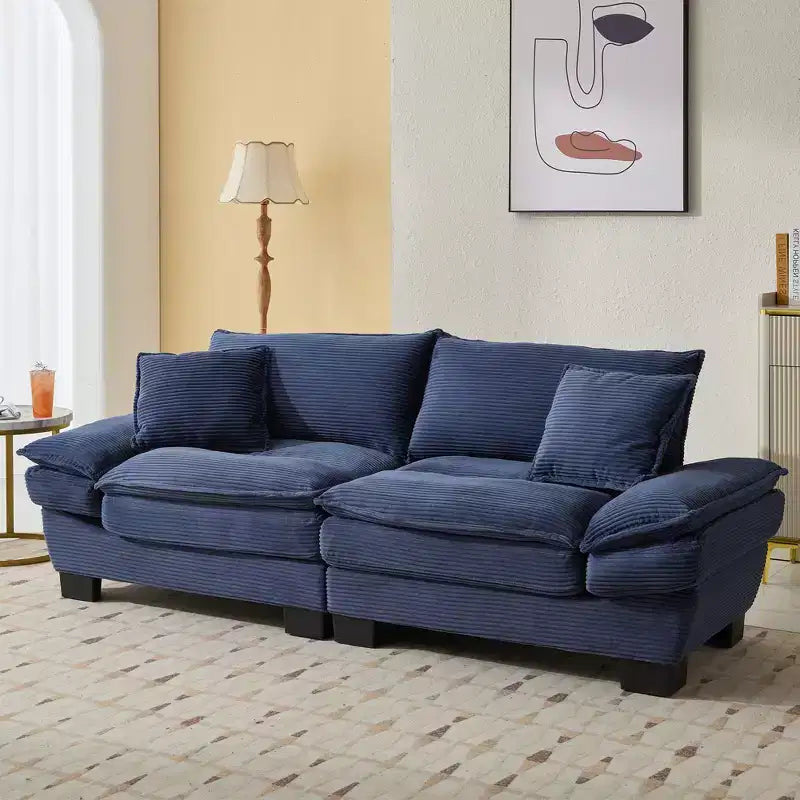EHMKNP Comfy Corduroy Sofa Sleeper Couch  Loveseat with Pillows, Deep Seat Upholstered Sofa for Living Room, Bedroom, Apartment, or Office