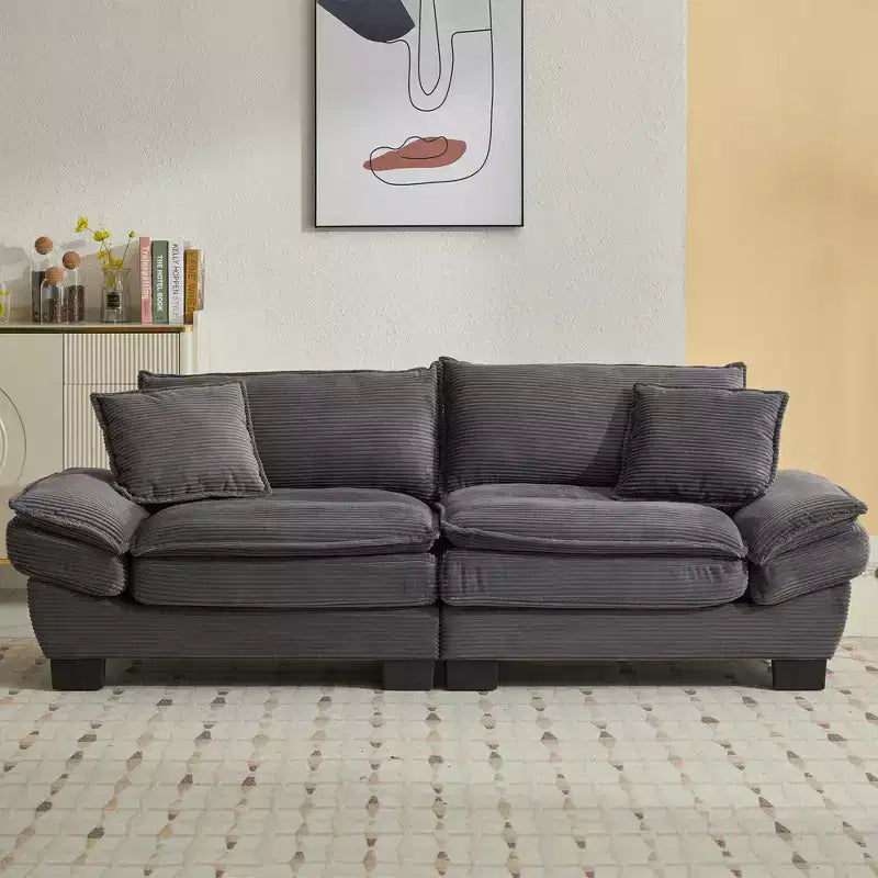 EHMKNP Comfy Corduroy Sofa Sleeper Couch  Loveseat with Pillows, Deep Seat Upholstered Sofa for Living Room, Bedroom, Apartment, or Office