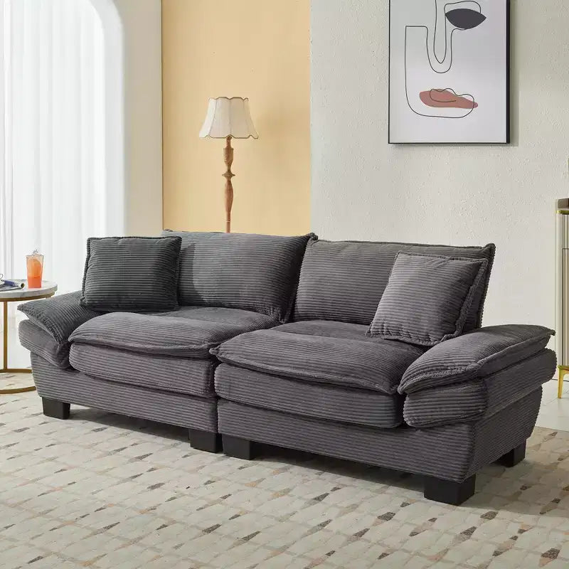 EHMKNP Comfy Corduroy Sofa Sleeper Couch  Loveseat with Pillows, Deep Seat Upholstered Sofa for Living Room, Bedroom, Apartment, or Office