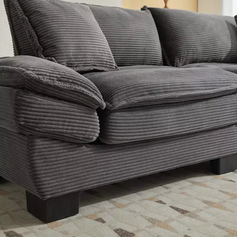 EHMKNP Comfy Corduroy Sofa Sleeper Couch  Loveseat with Pillows, Deep Seat Upholstered Sofa for Living Room, Bedroom, Apartment, or Office
