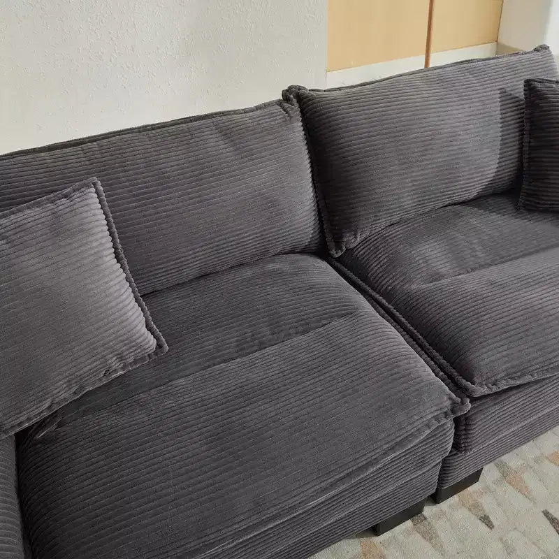 EHMKNP Comfy Corduroy Sofa Sleeper Couch  Loveseat with Pillows, Deep Seat Upholstered Sofa for Living Room, Bedroom, Apartment, or Office