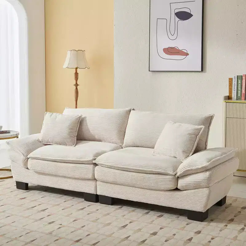 EHMKNP Comfy Corduroy Sofa Sleeper Couch  Loveseat with Pillows, Deep Seat Upholstered Sofa for Living Room, Bedroom, Apartment, or Office
