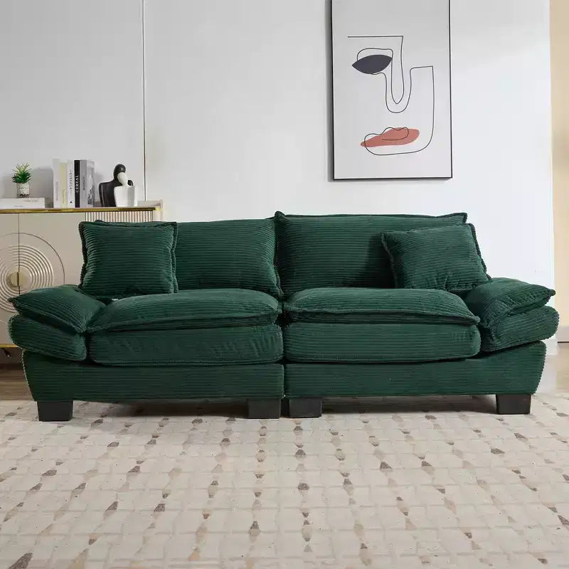 EHMKNP Comfy Corduroy Sofa Sleeper Couch  Loveseat with Pillows, Deep Seat Upholstered Sofa for Living Room, Bedroom, Apartment, or Office