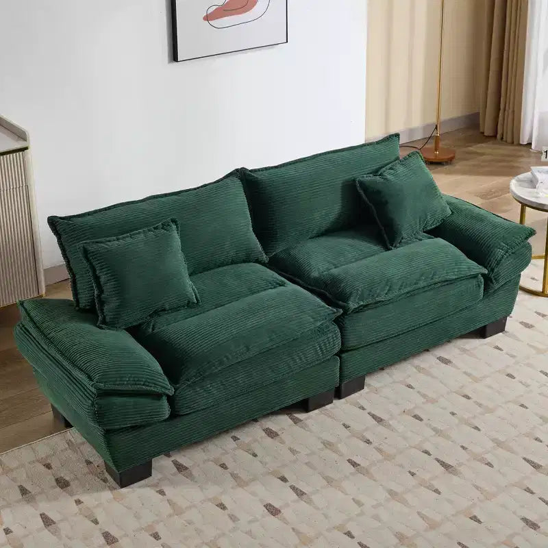 EHMKNP Comfy Corduroy Sofa Sleeper Couch  Loveseat with Pillows, Deep Seat Upholstered Sofa for Living Room, Bedroom, Apartment, or Office
