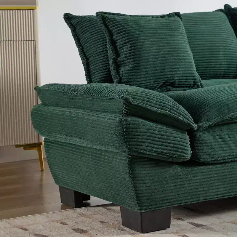 EHMKNP Comfy Corduroy Sofa Sleeper Couch  Loveseat with Pillows, Deep Seat Upholstered Sofa for Living Room, Bedroom, Apartment, or Office