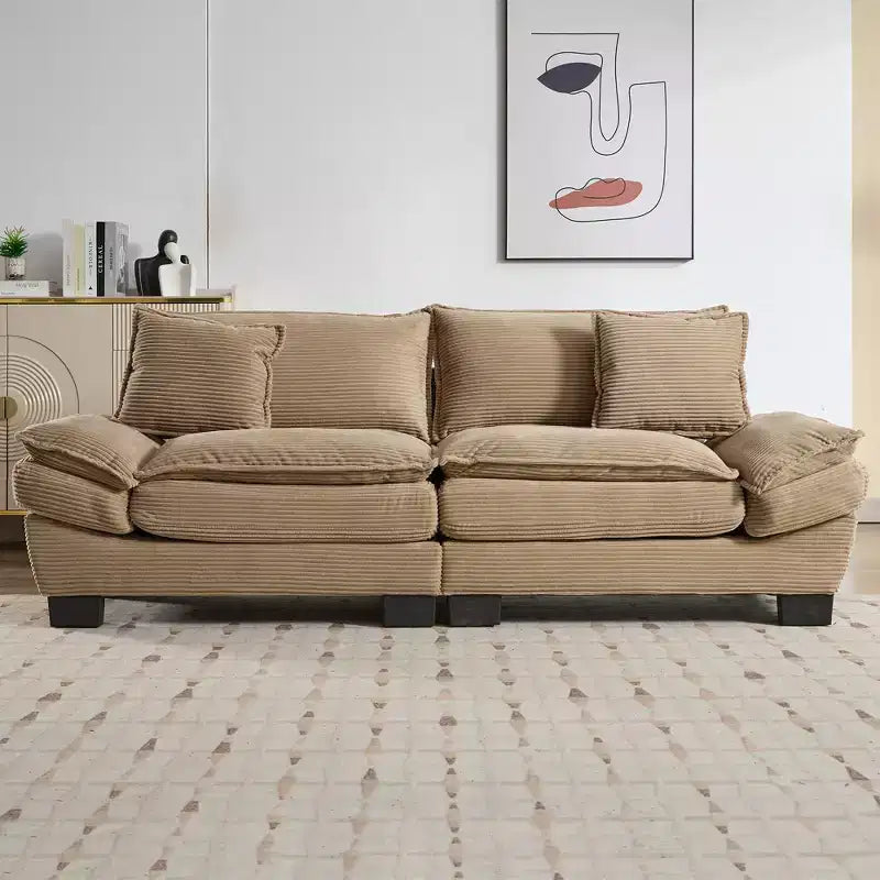 EHMKNP Comfy Corduroy Sofa Sleeper Couch  Loveseat with Pillows, Deep Seat Upholstered Sofa for Living Room, Bedroom, Apartment, or Office