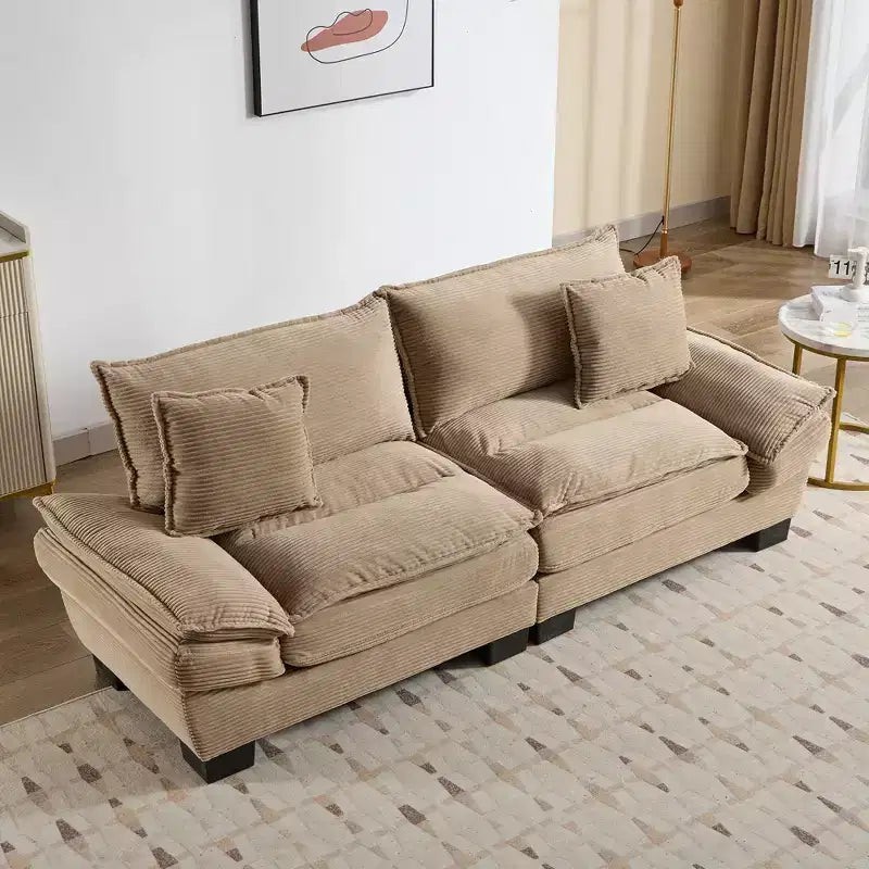 EHMKNP Comfy Corduroy Sofa Sleeper Couch  Loveseat with Pillows, Deep Seat Upholstered Sofa for Living Room, Bedroom, Apartment, or Office