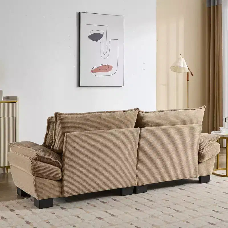 EHMKNP Comfy Corduroy Sofa Sleeper Couch  Loveseat with Pillows, Deep Seat Upholstered Sofa for Living Room, Bedroom, Apartment, or Office