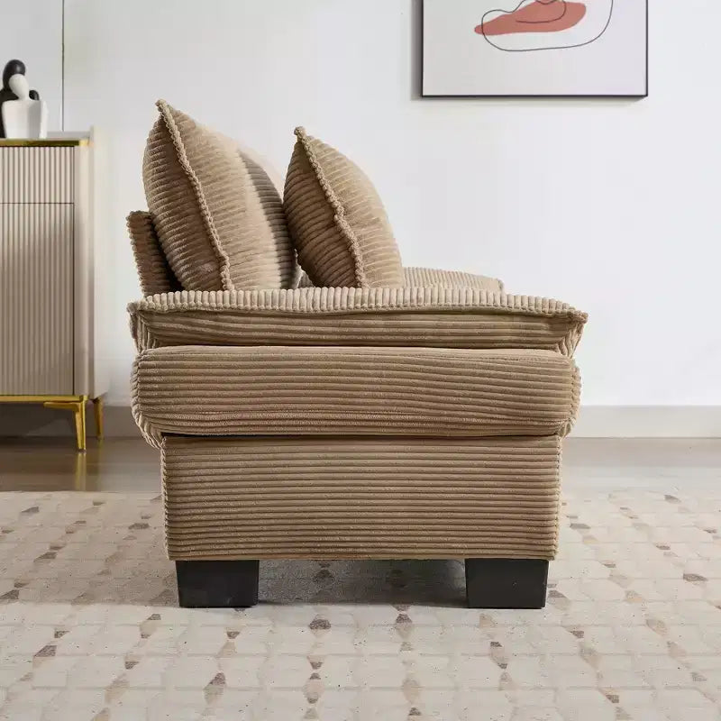EHMKNP Comfy Corduroy Sofa Sleeper Couch  Loveseat with Pillows, Deep Seat Upholstered Sofa for Living Room, Bedroom, Apartment, or Office