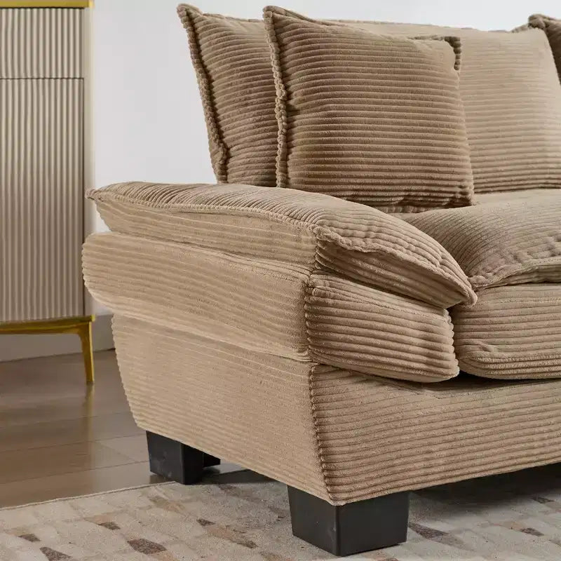 EHMKNP Comfy Corduroy Sofa Sleeper Couch  Loveseat with Pillows, Deep Seat Upholstered Sofa for Living Room, Bedroom, Apartment, or Office