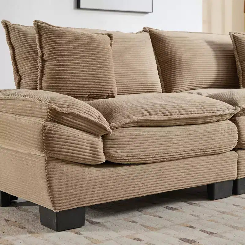 EHMKNP Comfy Corduroy Sofa Sleeper Couch  Loveseat with Pillows, Deep Seat Upholstered Sofa for Living Room, Bedroom, Apartment, or Office