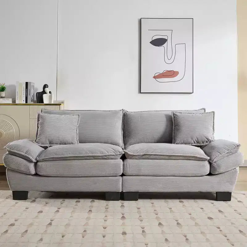 EHMKNP Comfy Corduroy Sofa Sleeper Couch  Loveseat with Pillows, Deep Seat Upholstered Sofa for Living Room, Bedroom, Apartment, or Office