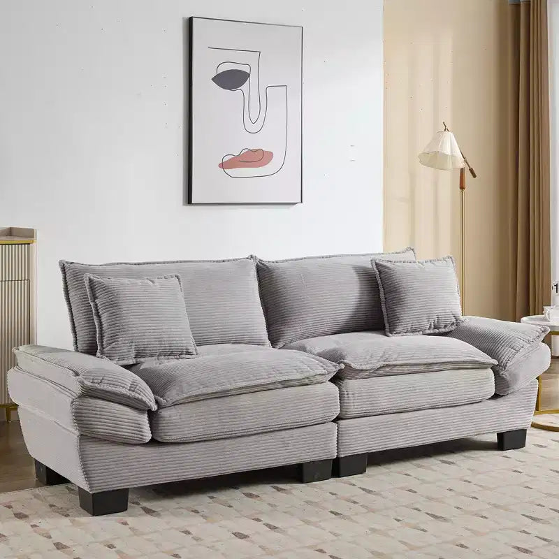 EHMKNP Comfy Corduroy Sofa Sleeper Couch  Loveseat with Pillows, Deep Seat Upholstered Sofa for Living Room, Bedroom, Apartment, or Office